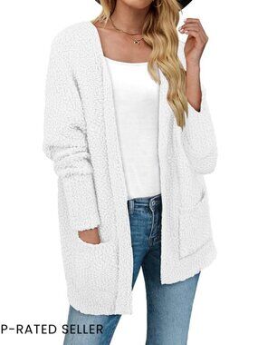 Oversized Fuzzy Knit Cardigan Open Front Long Sweater Cozy Chic Y2K